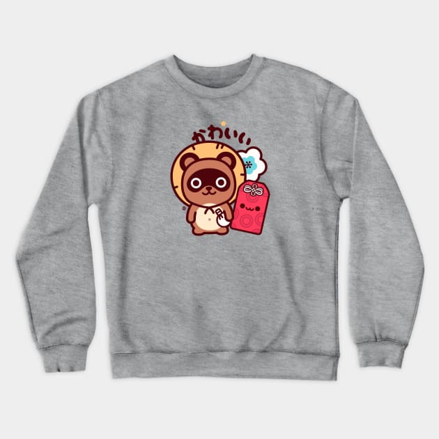 Tanuki Omamori Kawaii Crewneck Sweatshirt by kudasai